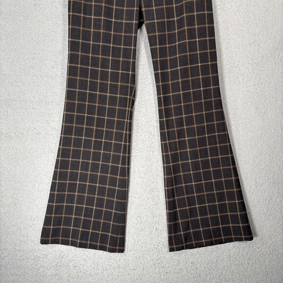 Womens Size Small Brown Plaid Pants Wide Leg Flare Dark Academia Heritage Basics - Picture 4 of 11